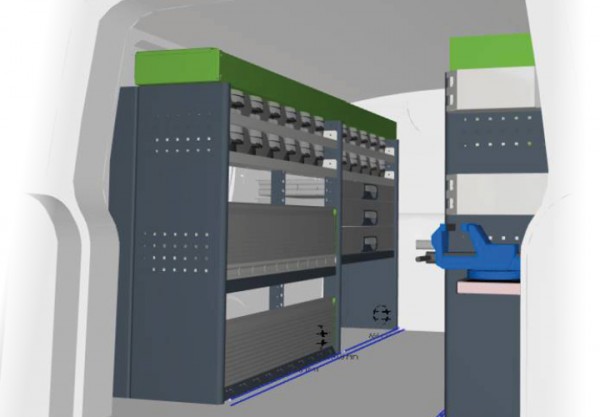 RECA Maxmobil návrh vestavby regály