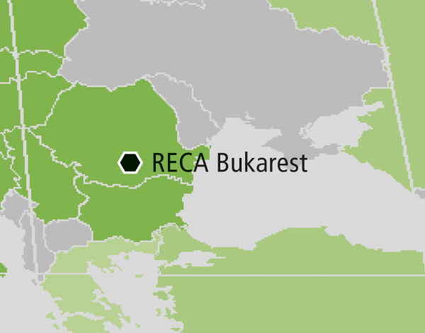 Pphled na mapu umístění RECA v Bukurešti